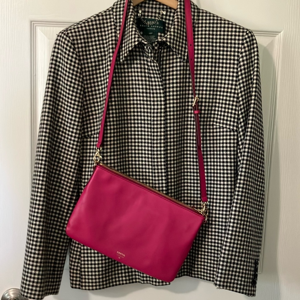 Fossil Pink Leather Crossbody Bag Compact Design